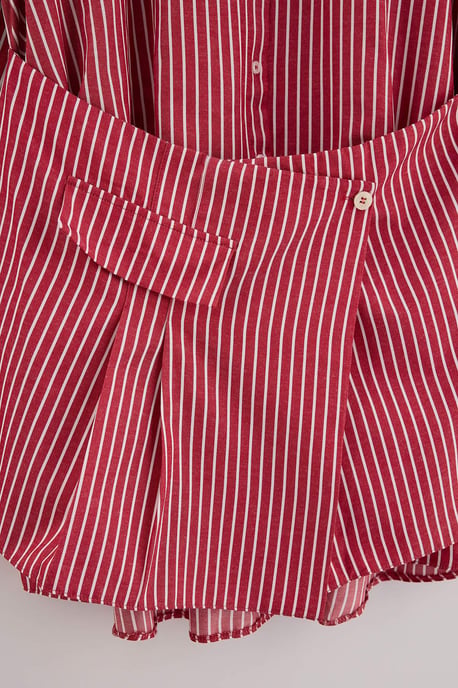 Trendyol Curve Damen Bordeaux Gestreift Kurz / Mini Lang A-Linie Große Größen Kleid - Image 5