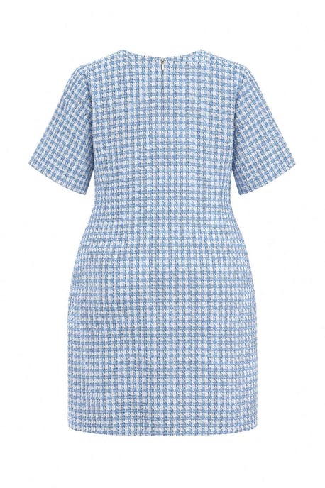 Trendyol Curve Damen Blau Kariert Kurz / Mini Kurz A-Linie Große Größen Kleid - Image 2