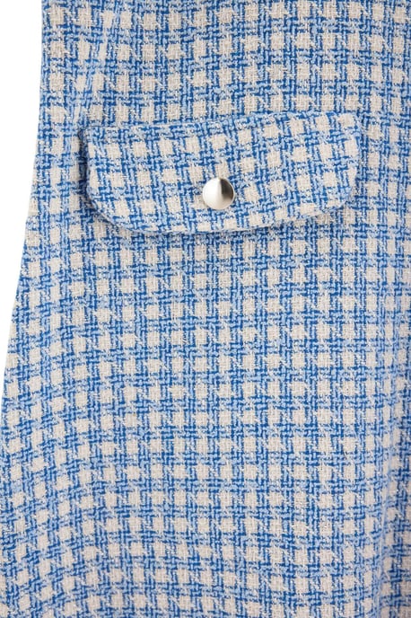 Trendyol Curve Damen Blau Kariert Kurz / Mini Kurz A-Linie Große Größen Kleid - Image 3