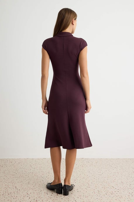 Trendyol Einfarbiges Midi-Bodyconkleid, kurz, Damen - Bordeaux - Image 3