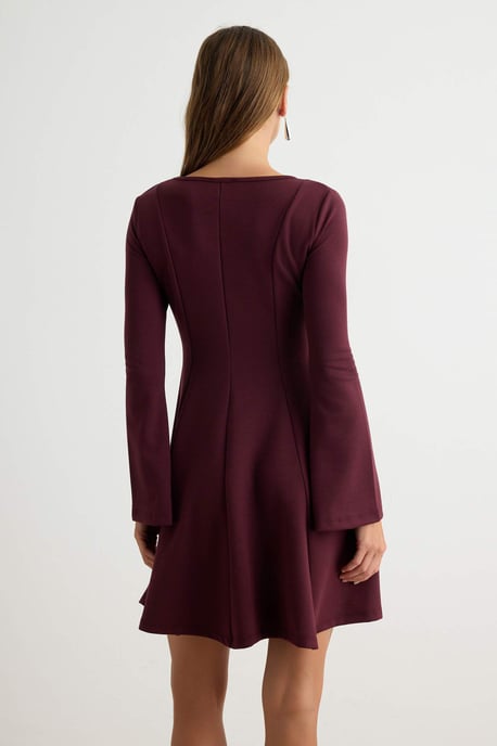 TRENDYOLMİLLA Damen Lila Einfarbig Kurz / Mini Lang Skater Kleider - Image 3