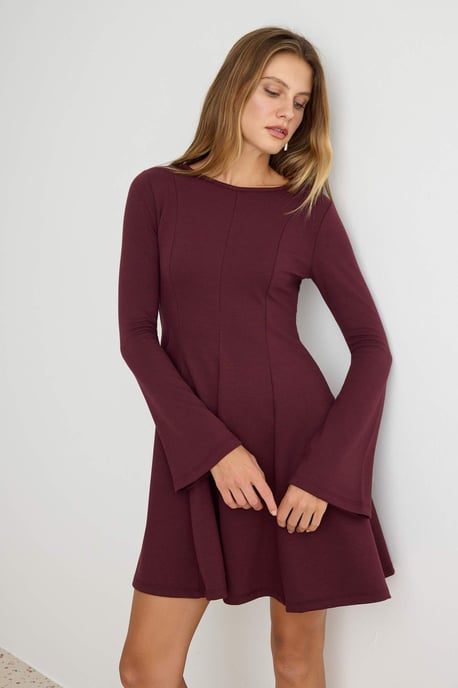TRENDYOLMİLLA Damen Lila Einfarbig Kurz / Mini Lang Skater Kleider - Image 4