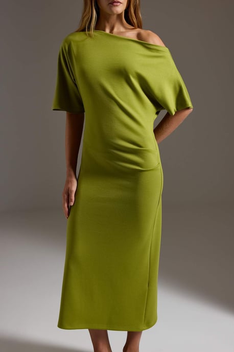 TRENDYOLMİLLA Damen Grün Einfarbig Midi Kurz A-Linie Kleider - Image 2