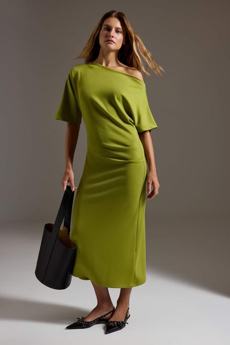 TRENDYOLMİLLA Damen Grün Einfarbig Midi Kurz A-Linie Kleider - Image 4