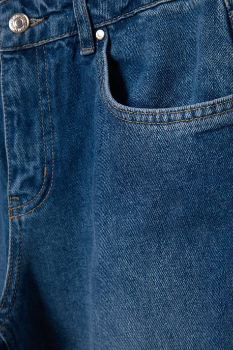 TRENDYOLMİLLA Damen Blau Einfarbig Barrel-Leg Normale Taille Jeans - Image 3