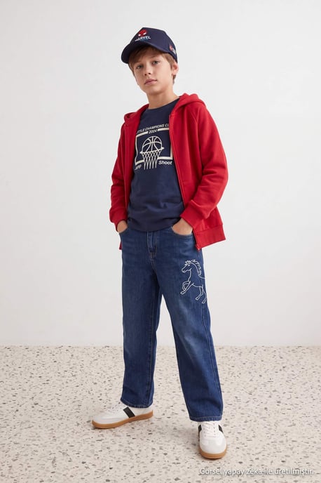 TRENDYOLKIDS Jungen Blau Einfarbig Normale Taille Jeans - Image 1