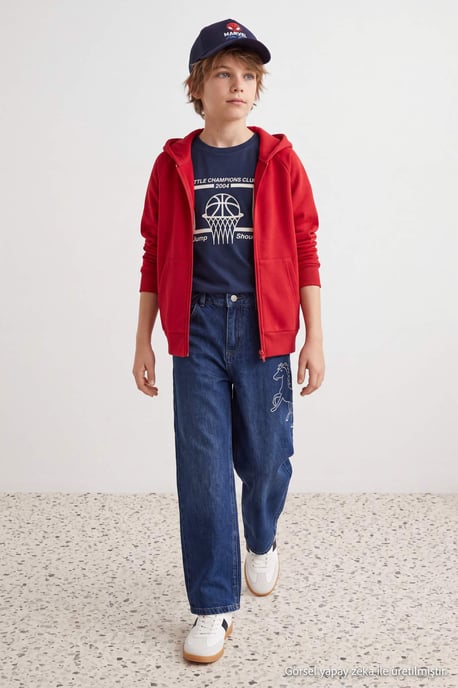 TRENDYOLKIDS Jungen Blau Einfarbig Normale Taille Jeans - Image 6