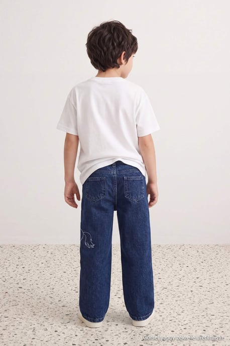 TRENDYOLKIDS Jungen Blau Einfarbig Normale Taille Jeans - Image 2