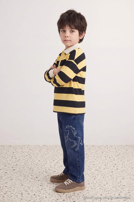TRENDYOLKIDS Jungen Blau Einfarbig Normale Taille Jeans - Image 6