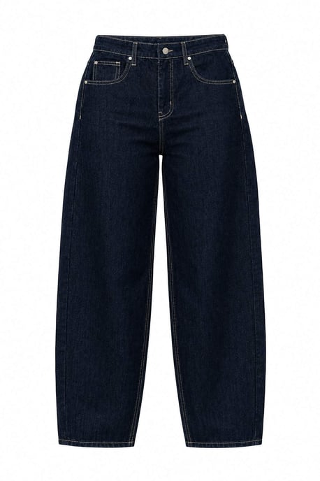 TRENDYOLMİLLA Damen Blau Einfarbig Barrel-Leg Normale Taille Jeans - Image 1