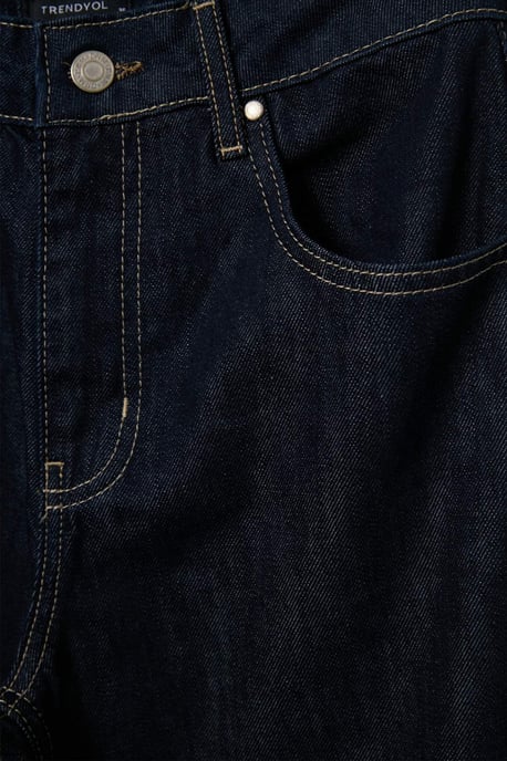 TRENDYOLMİLLA Damen Blau Einfarbig Barrel-Leg Normale Taille Jeans - Image 3