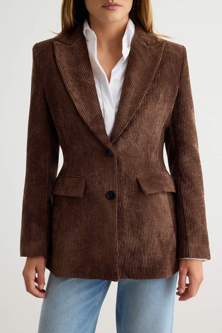 TRENDYOLMİLLA Damen Braun Einfarbig Lang, Tailliert Blazer - Image 3