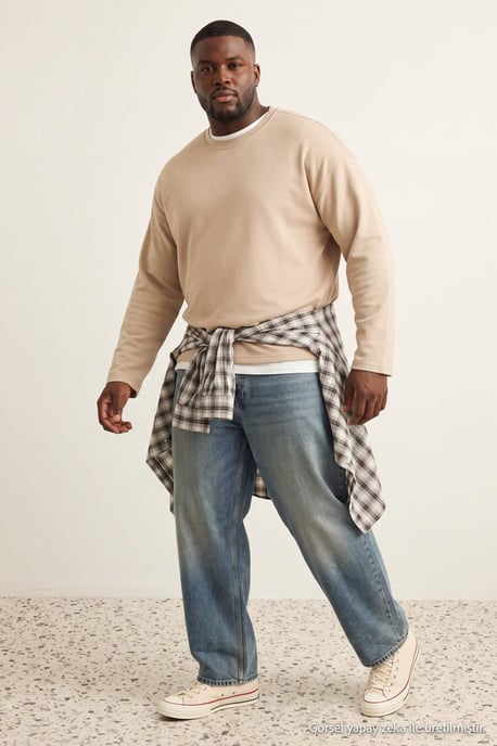 TRENDYOL MAN Herren Grau Einfarbig Lang, Oversize Große Größen Sweatshirts - Image 6