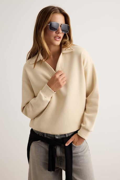 TRENDYOLMİLLA Damen Grau Einfarbig Lang, Oversize Sweatshirts - Image 1
