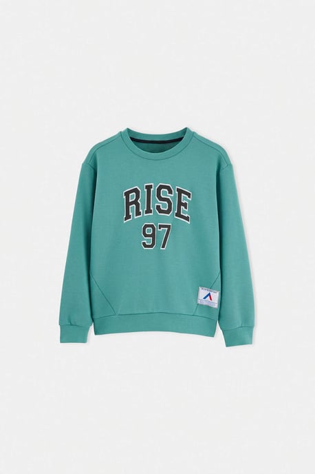 TRENDYOLKIDS Jungen Grün Mit Grafikprint Lang, Regular Fit Sweatshirts - Image 5