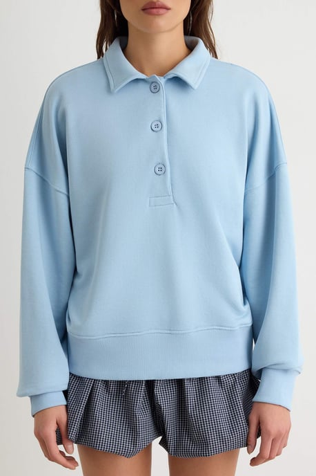 TRENDYOLMİLLA Damen Dunkelblau Einfarbig Lang, Oversize Sweatshirts - Image 2