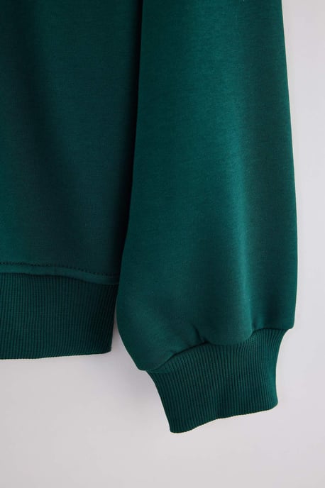 TRENDYOL MAN Herren Grün Bestickt Lang, Oversize Sweatshirts - Image 2