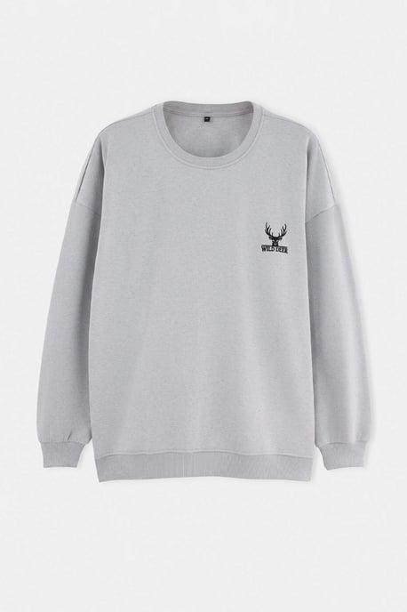 TRENDYOL MAN Herren Grau Einfarbig Lang, Oversize Große Größen Sweatshirts - Image 3