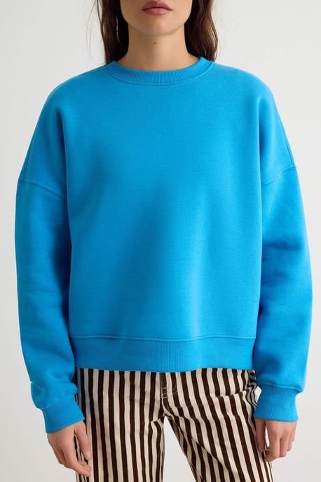 TRENDYOLMİLLA Damen Blau Einfarbig Lang, Oversize Sweatshirts - Image 2