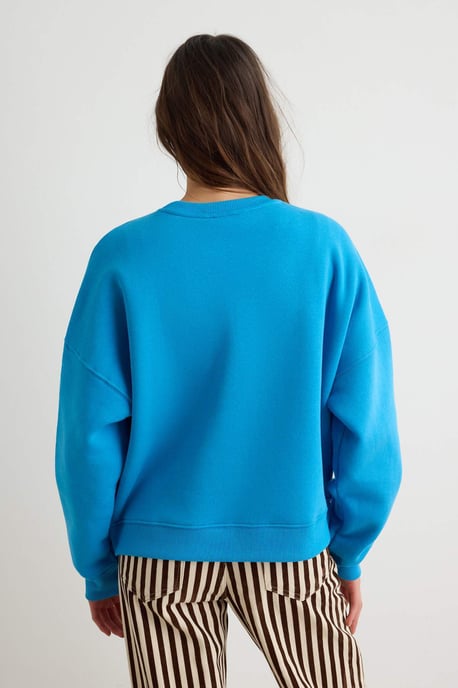TRENDYOLMİLLA Damen Blau Einfarbig Lang, Oversize Sweatshirts - Image 3