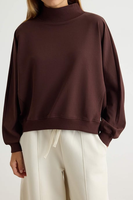 TRENDYOLMİLLA Damen Braun Einfarbig Lang, Oversize Sweatshirts - Image 2