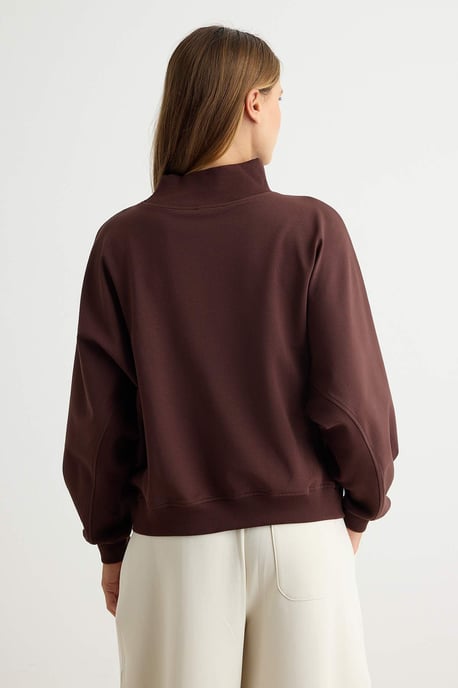 TRENDYOLMİLLA Damen Braun Einfarbig Lang, Oversize Sweatshirts - Image 3