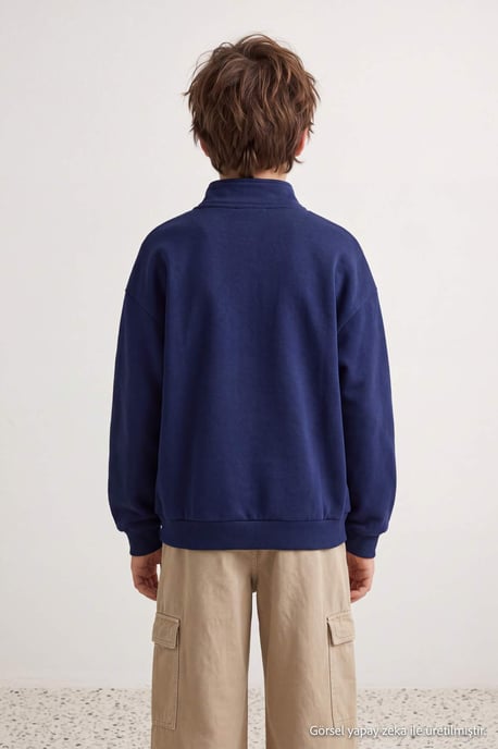TRENDYOLKIDS Jungen Dunkelblau Mit Grafikprint Lang, Regular Fit Sweatshirts - Image 6