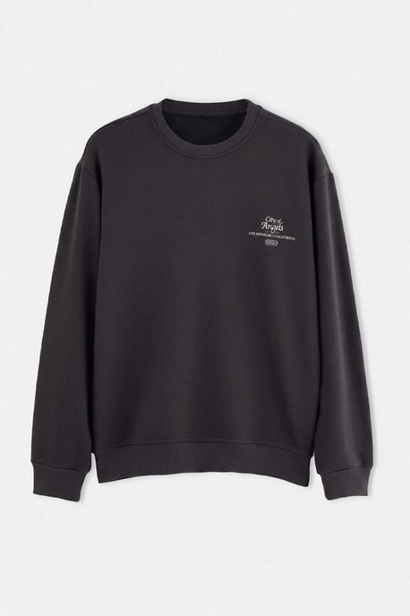 TRENDYOL MAN Herren Grau Mit Slogan Lang, Oversize Sweatshirts - Image 1