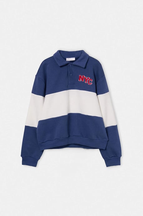 TRENDYOLKIDS Jungen Dunkelblau Mit Grafikprint Lang, Regular Fit Sweatshirts - Image 1