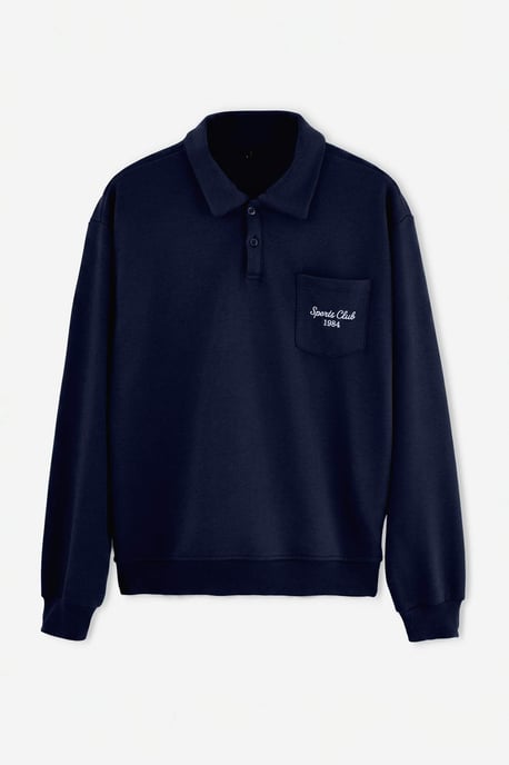 TRENDYOL MAN Herren Dunkelblau Bestickt Lang, Oversize Sweatshirts - Image 1