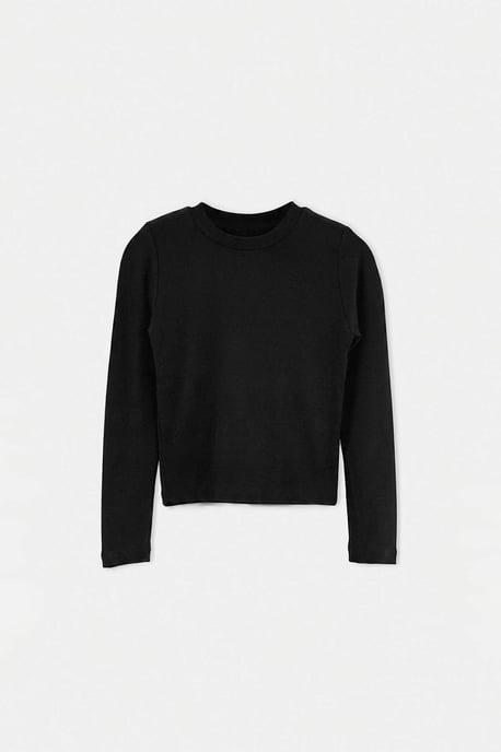 TRENDYOLKIDS Mädchen Schwarz Einfarbig Lang, Regular Fit T-Shirts - Image 3