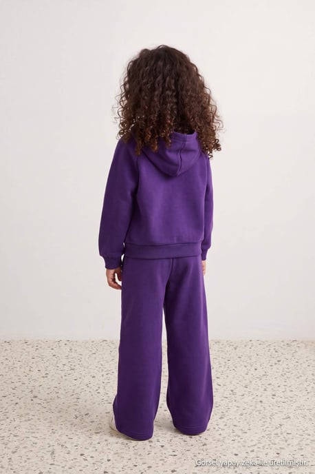 TRENDYOLKIDS Mädchen Lila Einfarbig Lang, Regular Fit Zweiteilig Sets - Image 3