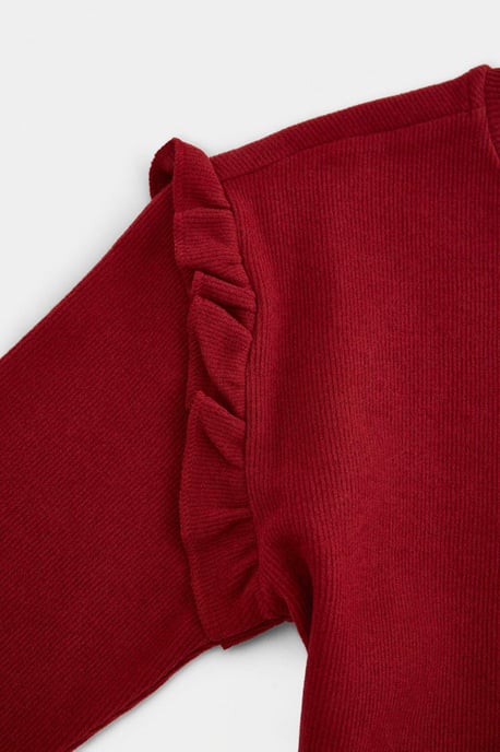 TRENDYOLKIDS Mädchen Bordeaux Einfarbig Lang, Regular Fit Zweiteilig Sets - Image 3