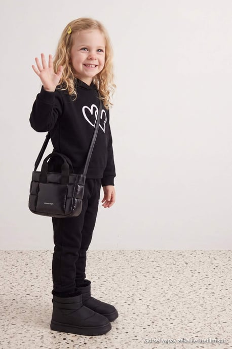 TRENDYOLKIDS Mädchen Schwarz Einfarbig Lang, Regular Fit Zweiteilig Sets - Image 2