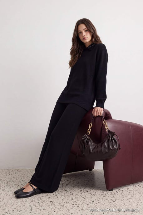 Trendyol Modest Damen Schwarz Einfarbig Lang, Oversize Modest Zweiteilig Set - Image 2