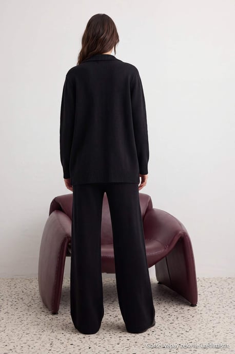 Trendyol Modest Damen Schwarz Einfarbig Lang, Oversize Modest Zweiteilig Set - Image 3