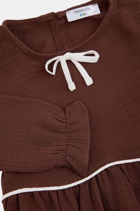 TRENDYOLKIDS Mädchen Bordeaux Einfarbig Kurz Regular Fit Zweiteilig Sets - Image 5