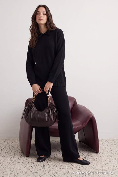 Trendyol Modest Damen Schwarz Einfarbig Lang, Oversize Modest Zweiteilig Set - Image 6