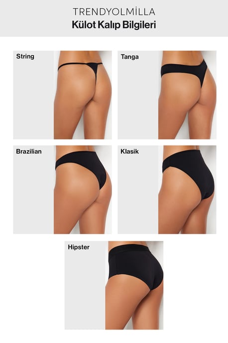 TRENDYOLMİLLA Damen 3er Pack Schwarz Einfarbig Slips - Image 2
