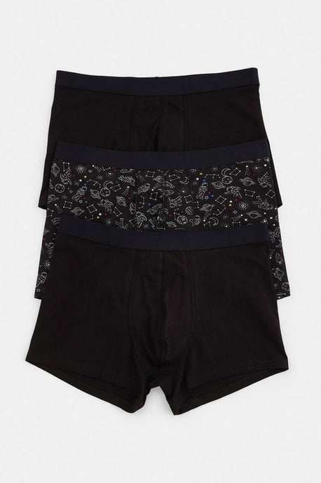 TRENDYOL MAN Herren 3er Pack Schwarz Galaxie-Print Boxer Shorts - Image 1