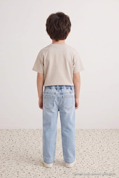 TRENDYOLKIDS Jungen Dunkelblau Einfarbig Normale Taille Jeans - Image 6