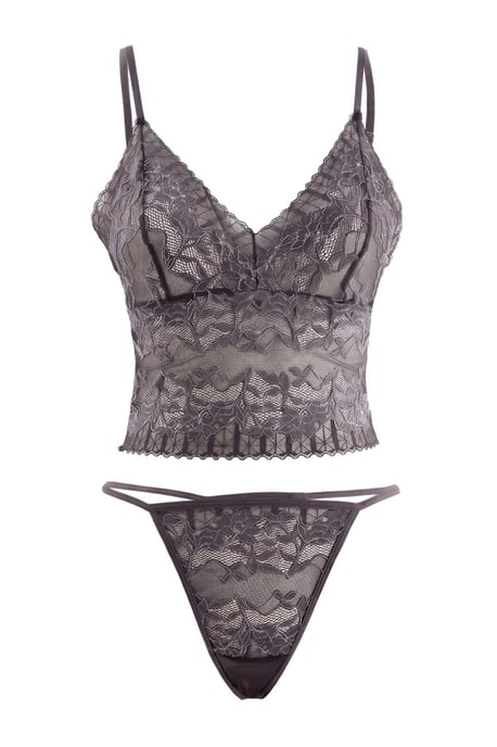 TRENDYOLMİLLA Damen 2er Pack Grau Einfarbig Ungepolstert Unterwäsche Sets - Image 1
