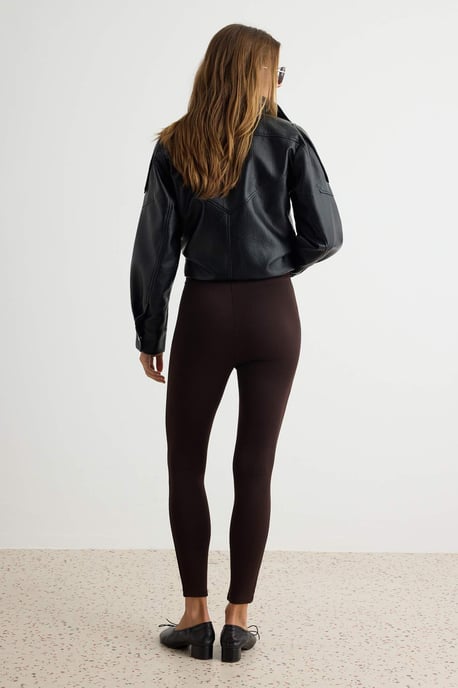 TRENDYOLMİLLA Damen Braun Einfarbig Normale Taille Leggings - Image 3