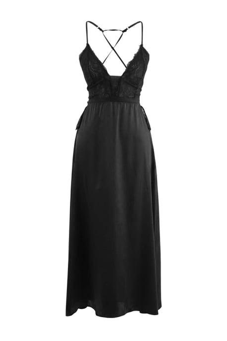 TRENDYOLMİLLA Damen Schwarz Einfarbig Maxi Ärmellos Regular Fit Nachthemden - Image 3