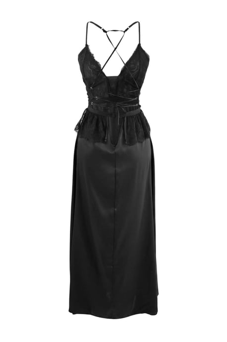 TRENDYOLMİLLA Damen Schwarz Einfarbig Maxi Ärmellos Regular Fit Nachthemden - Image 5