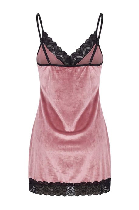 TRENDYOLMİLLA Damen Rosa Einfarbig Kurz / Mini Ärmellos Loungewear Regular Fit Nachthemden - Image 2