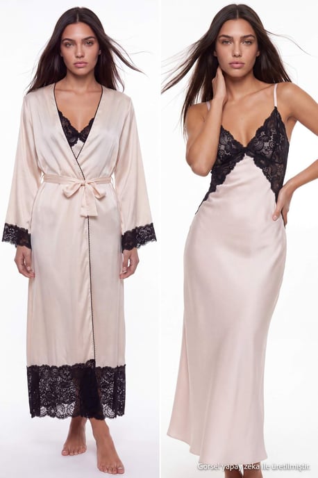 TRENDYOLMİLLA Damen Ecru Einfarbig Maxi Ärmellos Regular Fit Nachthemden - Image 6