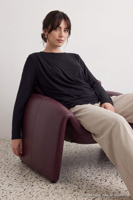 Trendyol Modest Damen Grau Einfarbig Lang, Regular Fit Modest Tuniken - Image 6