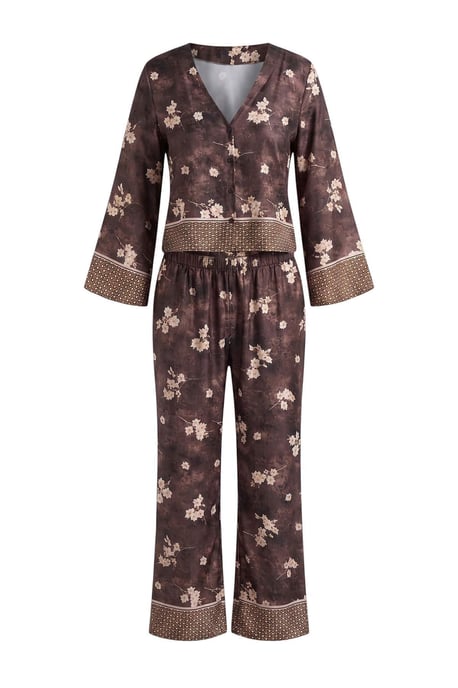 TRENDYOLMİLLA Damen Mehrfarbig Geblümt Lang, Regular Fit Pyjama- Sets - Image 3