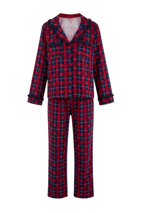 TRENDYOLMİLLA Damen Rot Kariert Lang, Regular Fit Pyjama- Sets - Image 4